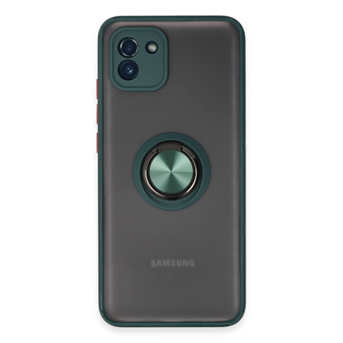 Galaxy A03 Kılıf Montreal Yüzüklü Silikon Kapak - Yeşil