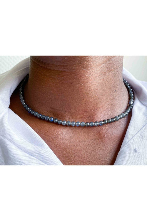 Sertifikalı Labradorit Taşı Doğaltaş Kolye 4 Mm