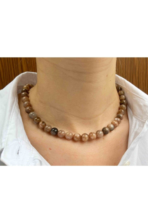 Sertifikalı Güneş Taşı Doğaltaş Kolye 8 Mm