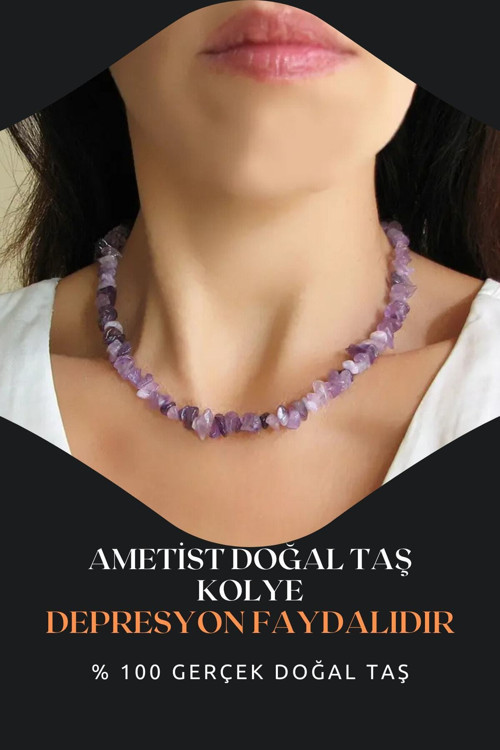 Sertifikalı Ametist Doğal Taş Kolye ( Zenginlik , Bolluk Ve Şans ) Aa Kalite