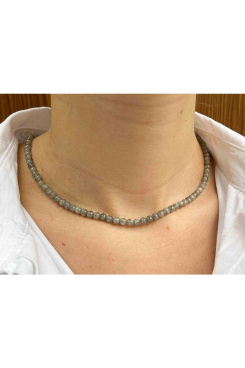Sertifikalı Labradorit Taşı Doğaltaş Kolye 6 Mm