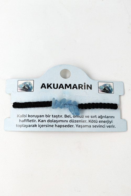 Sertifikalı Akuamarin Kırık Taşlı Ip Bileklik