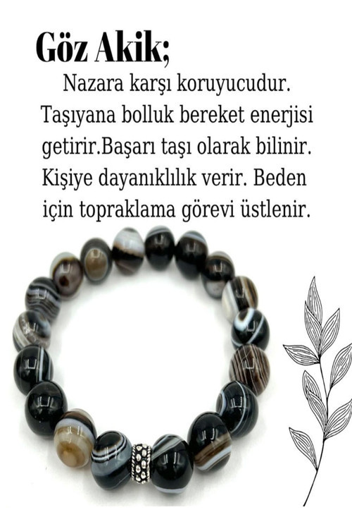 Sertifikalı Göz Akik Doğal Taş Bileklik