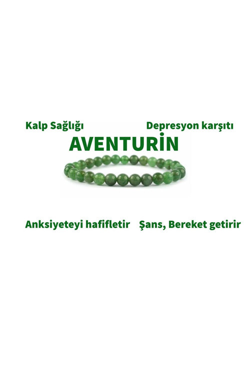Sertifikalı Aventurin Doğaltaş Bileklik Şans,Bereket 8Mm
