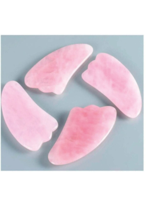 Eslant Pembe Kuvars Guasha Yüz Masaj Taşı Gençleştirici Kırışık Giderici
