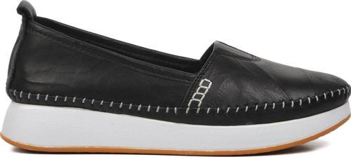 24075 Siyah Hakiki Deri Kadın Günlük Ayakkabı