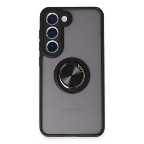 Galaxy S23 Kılıf Montreal Yüzüklü Silikon Kapak - Siyah