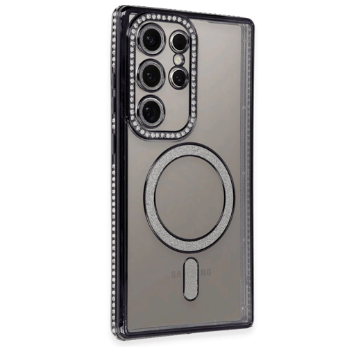 Galaxy S24 Ultra Kılıf Joke Simli Magneticsafe Kılıf - Siyah