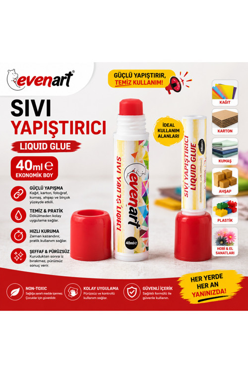 40 Ml Sıvı Yapıştırıcı Şeffaf Güçlü Hızlı Kuruyan Tutkal Okul Kırtasiye Hobi El Sanatlar