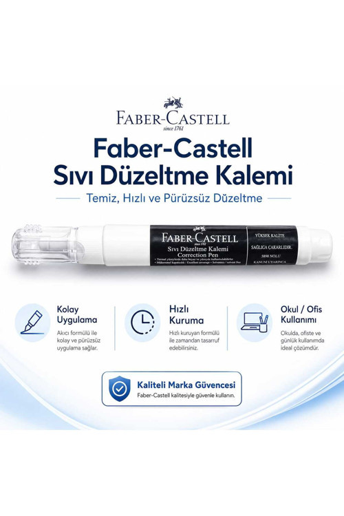 Faber-Castell Sıvı Düzeltme Kalemi Correction Pen Hızlı Kuruyan Beyaz Daksil Kalemi 5898