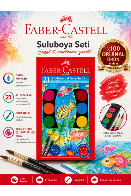 21’Li Büyük Boy Suluboya – Parlak Renkli, Resim Ve Hobi Çalışmaları İçin Ürü