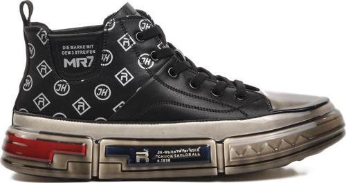 152-18220 Siyah Hakiki Deri Erkek Hi Sneaker