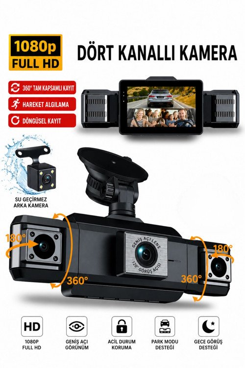 Sy 9728 4 Kameralı Full HD 1080P WiFi Araç İçi Kamera Seti