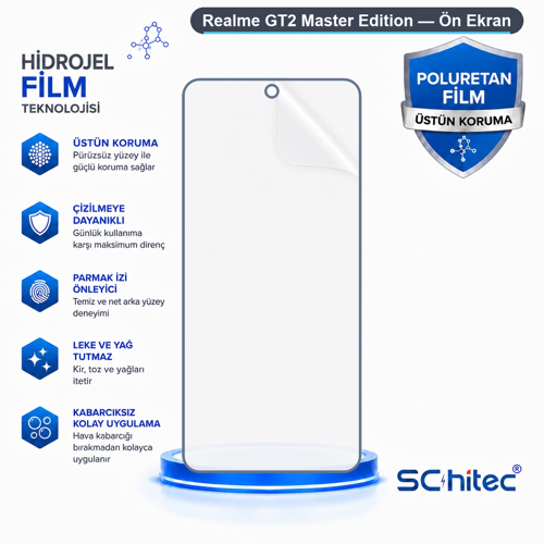 Realme GT2 Master Edition Uyumlu Ön Yüzey Nano Şeffaf Hidrojel Ekran Koruyucu