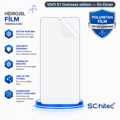 VIVO S1 Overseas edition Uyumlu Ön Yüzey Nano Şeffaf Hidrojel Ekran Koruyucu