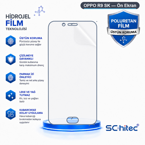 OPPO R9 SK Uyumlu Ön Yüzey Nano Şeffaf Hidrojel Ekran Koruyucu