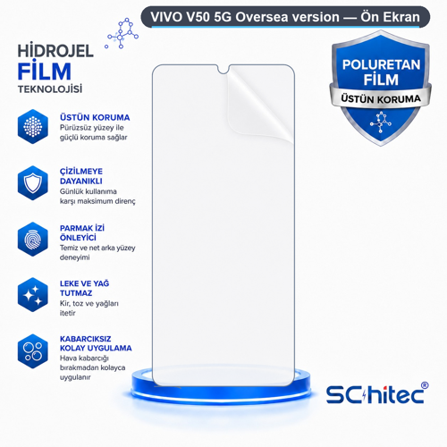 VIVO V50 5G Oversea version Uyumlu Ön Yüzey Nano Şeffaf Hidrojel Ekran Koruyucu
