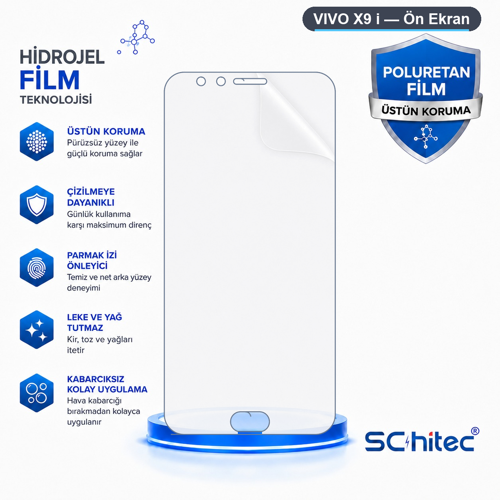 VIVO X9 i Uyumlu Ön Yüzey Nano Şeffaf Hidrojel Ekran Koruyucu