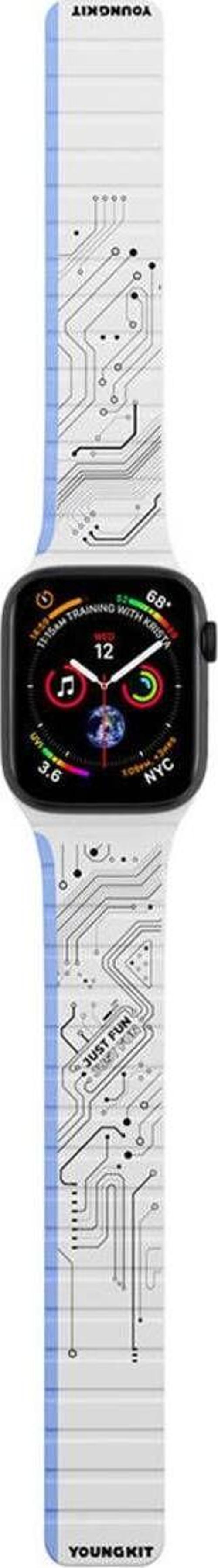 Watch 38Mm Uyumlu Kordon Youngkit Technology Magnetik Tak Çıkar Silikon Strap Kayış Beyaz