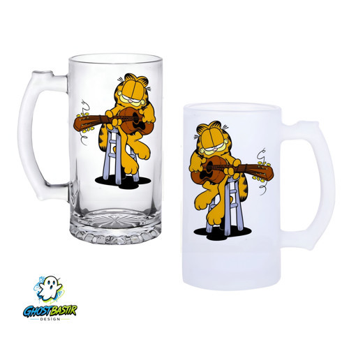 Garfield Kulplu Bira Bardağı Buzlu veya Şeffaf Seçenekli 0289