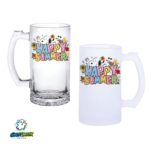 Snoopy Kulplu Bira Bardağı Buzlu veya Şeffaf Seçenekli 0347
