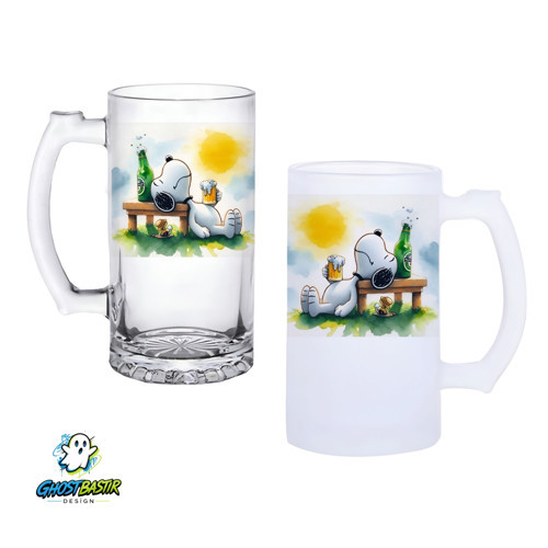 Snoopy Kulplu Bira Bardağı Buzlu veya Şeffaf Seçenekli 0348
