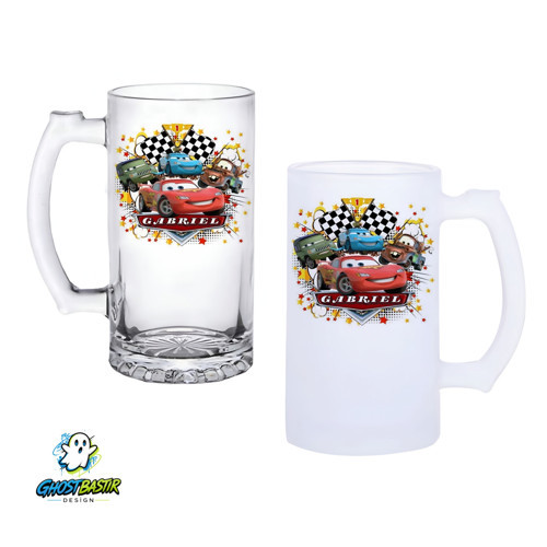 Cars Mcqueen Kulplu Bira Bardağı Buzlu veya Şeffaf Seçenekli 0280