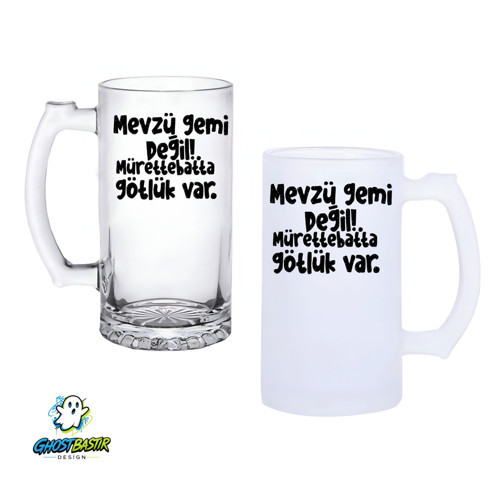 Mevzu Gemi Değil Kulplu Bira Bardağı Buzlu veya Şeffaf Seçenekli 0326