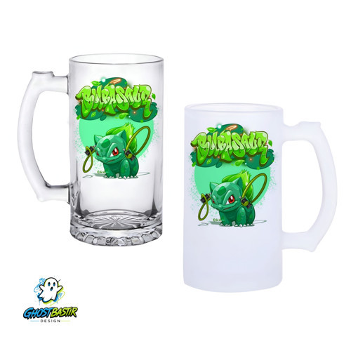 Balbasaur Kulplu Bira Bardağı Buzlu veya Şeffaf Seçenekli 0272
