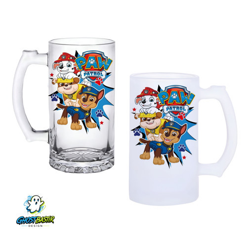 Paw Patrol Kulplu Bira Bardağı Buzlu veya Şeffaf Seçenekli 0334
