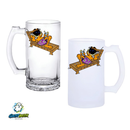 Garfield Kulplu Bira Bardağı Buzlu veya Şeffaf Seçenekli 0292