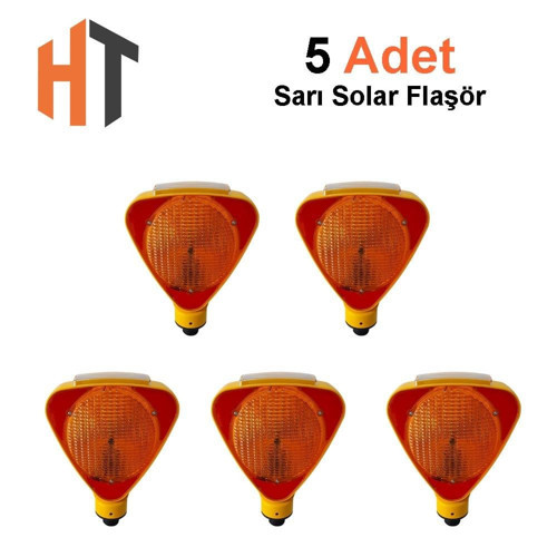Solar Flaşörlü Ledli Lamba Seti Sarı 5 Adet