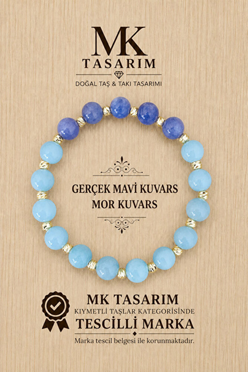 GERÇEK MAVİ KUVARS MOR KUVARS BİLEKLİK MK.7000.847- RAHATLIK-DİNGİNLİK-ENERJİ- STRES BİLEKLİĞİ