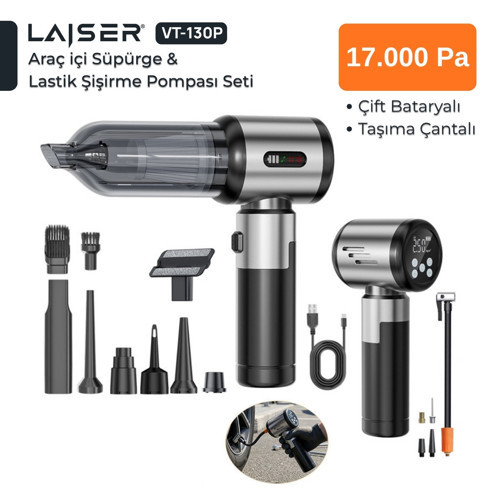 VT-130 17.000Pa 5 In 1 Pompa Özellikli Yedek Bataryalı Araç İçi süpürge