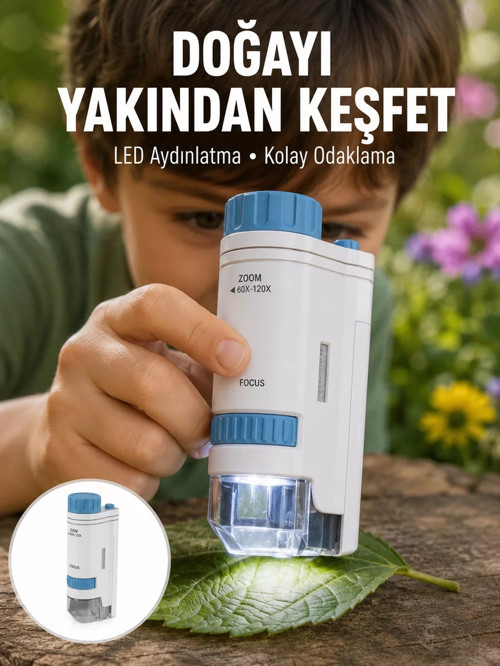® ABS Gövdeli Öğrenci ve Hobi Mikroskobu – Mavi Renk Yeni Nesil