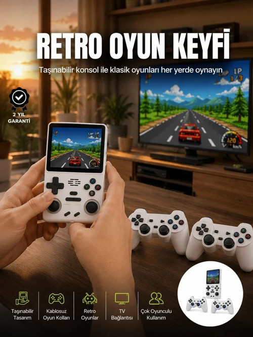 ® Taşınabilir El Konsolu Kablosuz Gamepadli Yeni Nesil