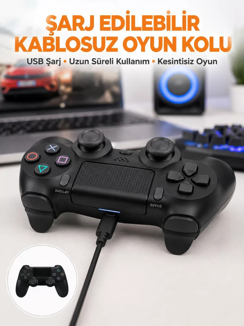 ® PS4 Uyumlu Kablosuz Oyun Kolu – Titreşimli Şarjlı ve Ergonomik Yeni Nesil