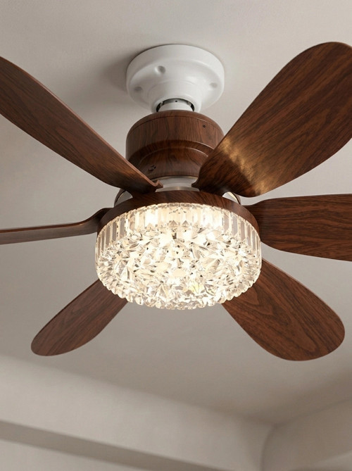 ® Crystal Aura 52 cm Ultra Sessiz Ahşap Renk LED Tavan Vantilatörü | 3 Kademeli Bakır Motor |