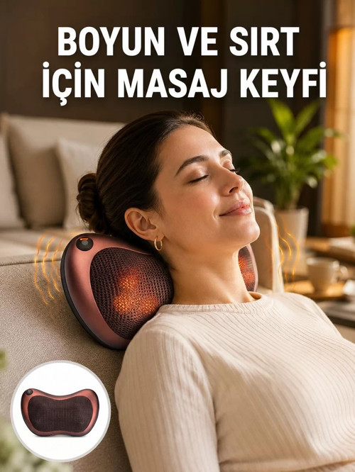® Isıtma Özellikli Derin Yoğurma Masaj Yastığı Priz & Çakmak Girişli Yeni Nesil