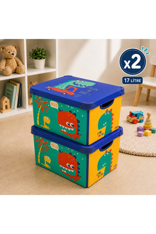 Style Box Dude Dekoratif oyuncak Kutu Seti - 2x 17 Litre