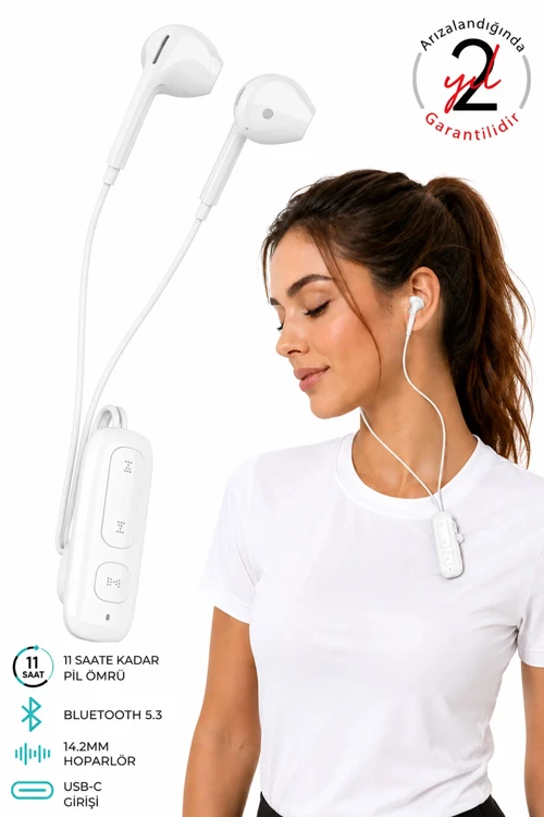 Yaka Klipsli Bluetooth Kulaklık Kulakiçi Kablolu Kablosuz TWS Mikrofonlu Yaka Kulaklık Boyun Asmalı