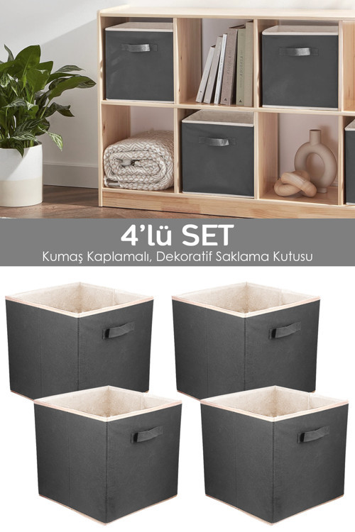4 Adet Dolap içi Düzenleyici - Çamaşır Oyuncak Saklama Kutusu Sepet Organizer 30x30x30 cm