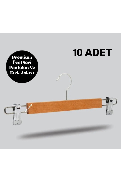 10 Adet Ahşap Askılık Mandallı Etek Askısı Elbise Askısı
