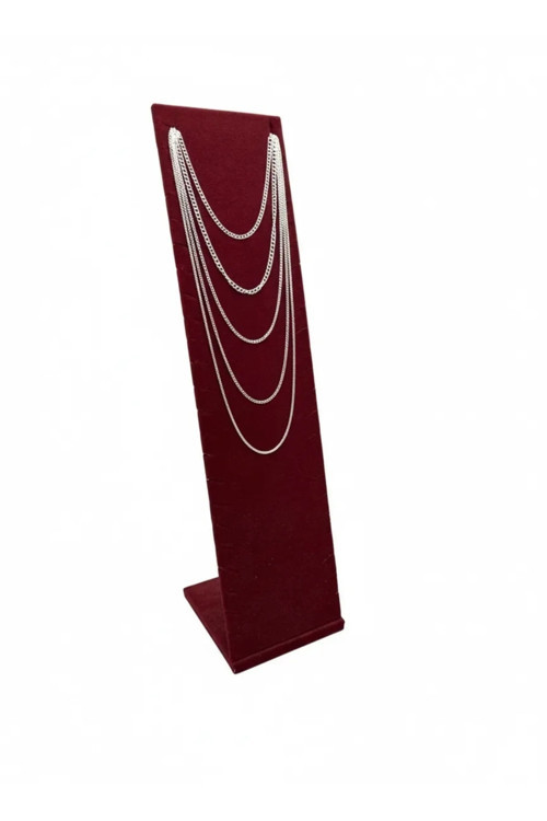 Yerli Üretim Moscow Model Süet Kumaş Bordo Renk 40/10 cm Ayaklı Takı Sergileme Standı