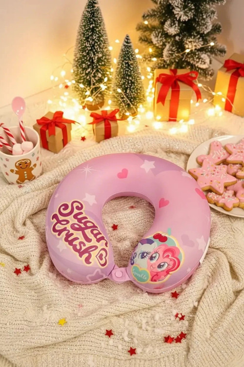 My Little Pony Lisanslı Hafızalı Köpük Boyun Yastığı – Mor Yıldız Desenli Seyahat Yastığı 30 Cm