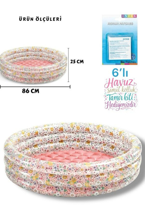 3 Boğumlu Çiçek Desenli Bebek Havuzu 86x25cm