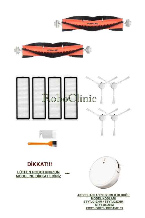 Xiaomi Mi Robot 1c / 2c Vacuum Mop (STYTJ02ZHM),(STYTJ01ZHM)F9 Uyumlu Global Yenileme Seti-12 Parça