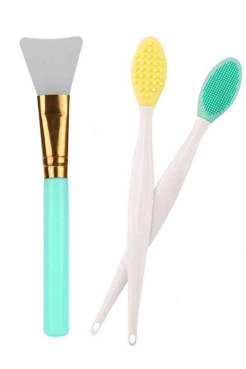 2li Silikon Maske Sürme Spatulası 2li Dudak Burun Peeling Etkili Gözenek Temizleme Fırçası