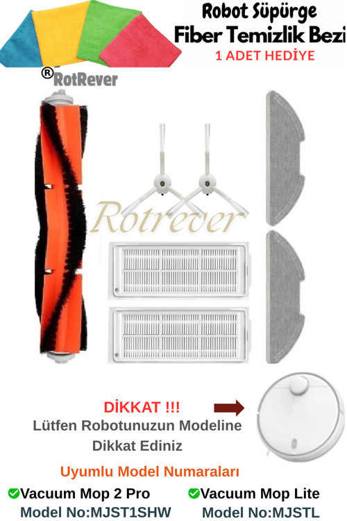 Xiaomi Mop 2 Pro (MODEL NO DİKKAT*MJST1SHW) Mop 2 Lite (MJSTL)fırça, Hepa Filtre Mop 7 Parça Set