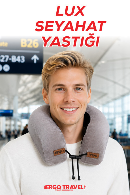Lux Ortopedik Seyahat Yastığı Visco Boyun Destekli Seyahat Yastığı - Gri| Ergo Travel